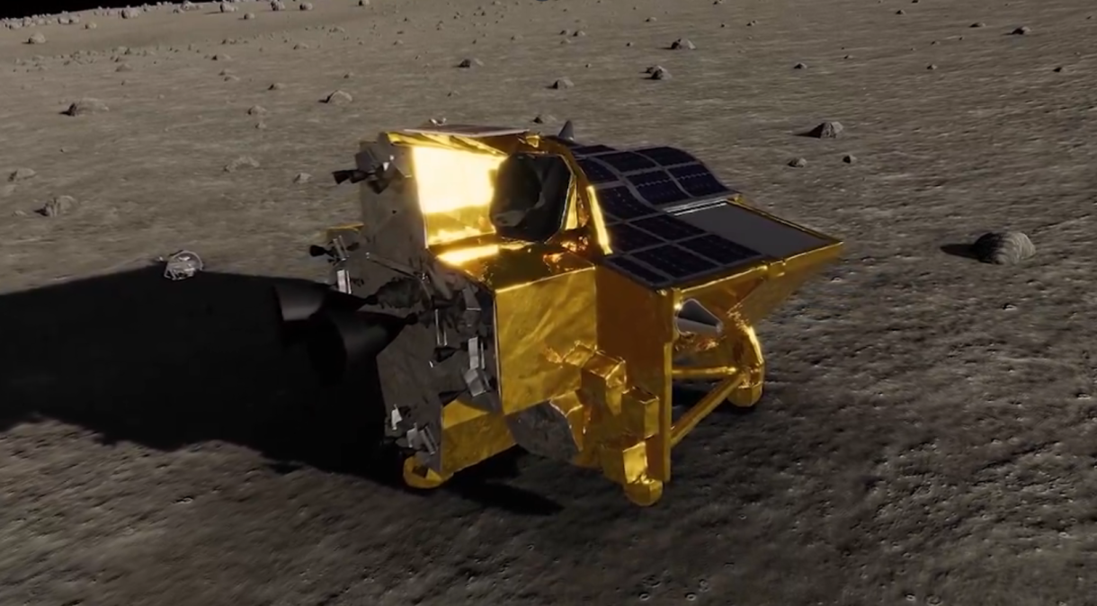 Simulação do pouso lunar do explorador robótico da missão SLIM Reprodução/X