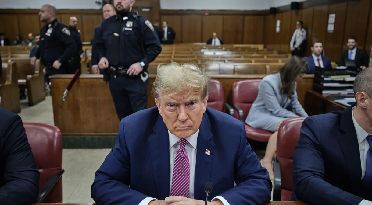 O ex-presidente dos EUA Donald Trump em um Tribunal Criminal de Manhattan para julgamento em 19 de abril de 2024 na cidade de Nova York Curtis Means - Piscina/Getty Images