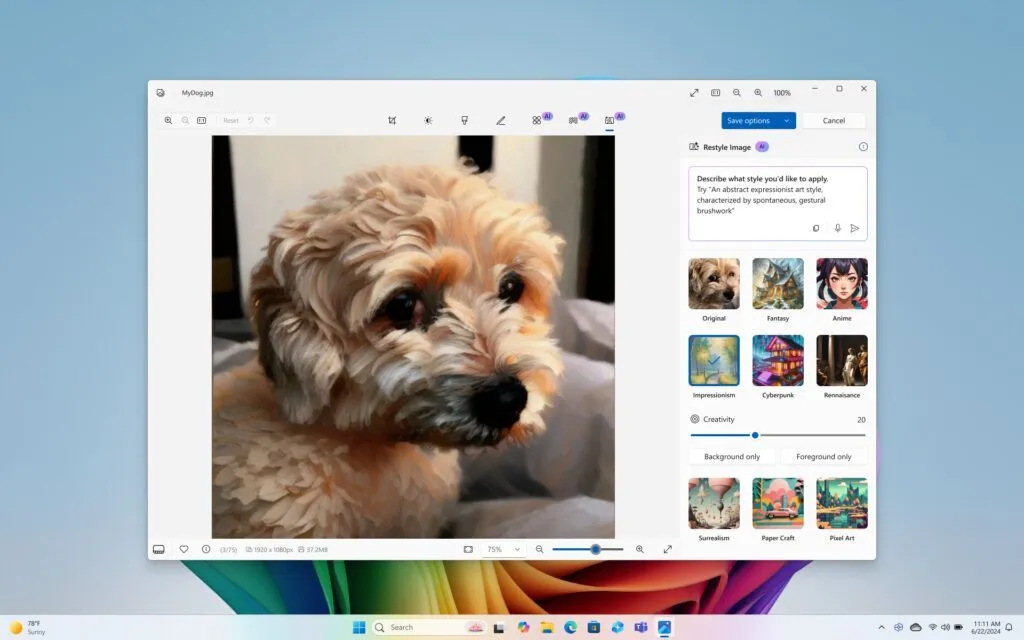 Com o Restyle Image, você pode reimaginar suas fotos pessoais com um novo estilo Microsoft/Divulgação